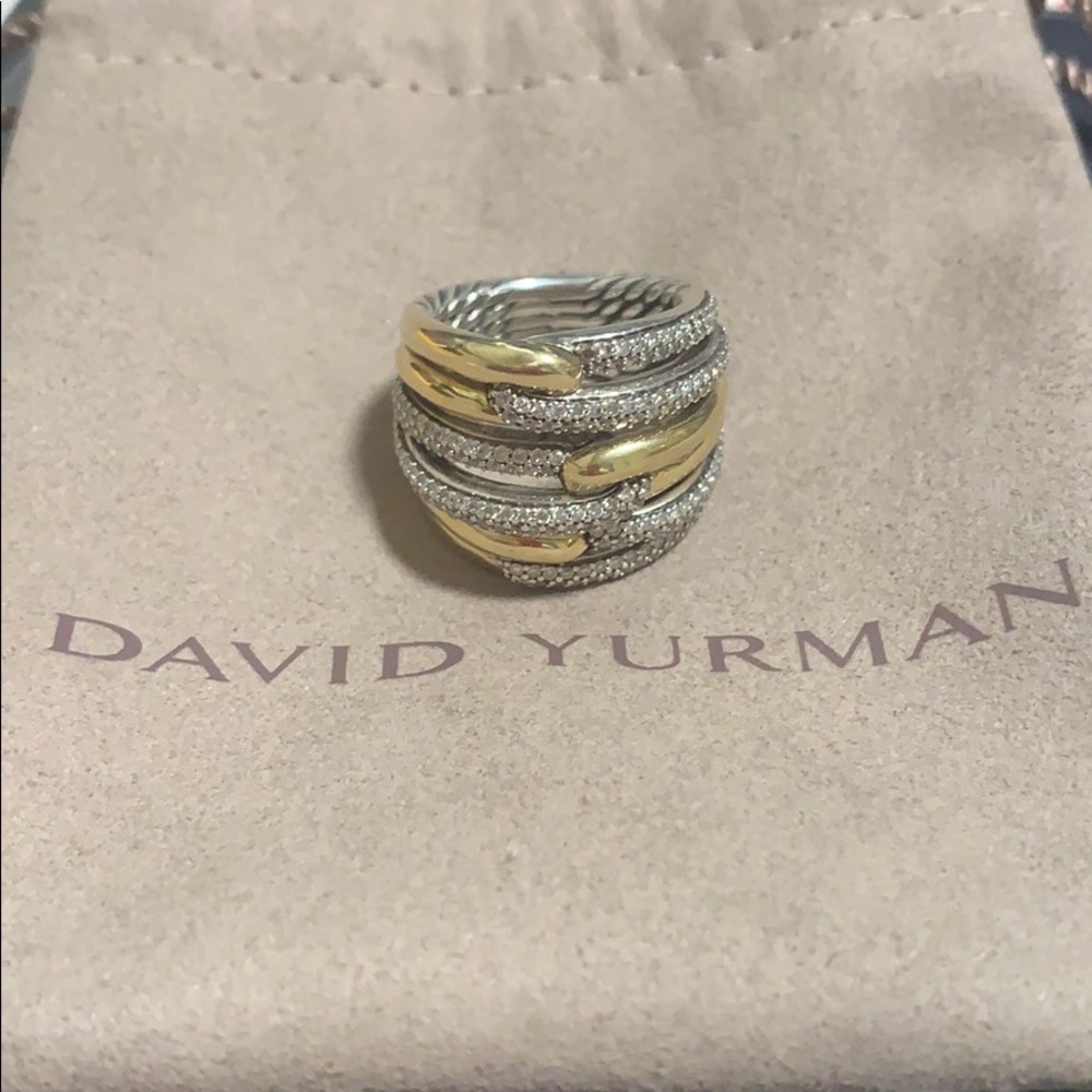 SOLD DYurman SS/18K Labyrinth Triple Diamonds Ring - Picture 3 of 7